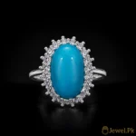 Natural Turquoise Ring Women - Clean Feroza Pure Silver Ring