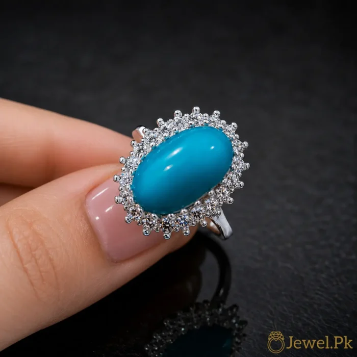 Natural Turquoise Ring Women - Clean Feroza Pure Silver Ring - Image 4