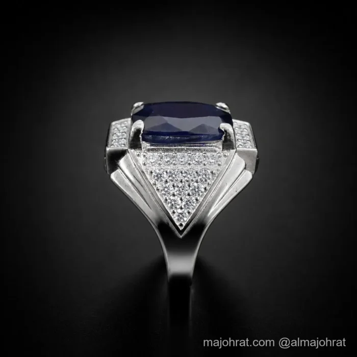 Natural Blue Sapphire Ring - Silver Ring - Image 4