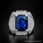 Natural Blue Sapphire Ring - Silver Ring - Image 3
