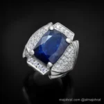 Natural Blue Sapphire Ring - Silver Ring - Image 2