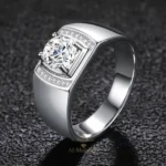 Moissanite Ring Men in 925 Silver – Luxury Band