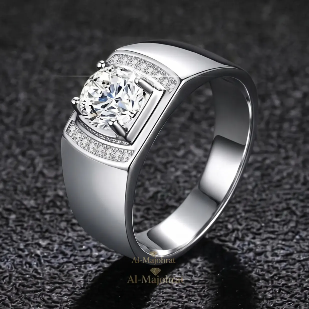 Moissanite Ring Silver 925 - Luxury Craft (2)_w Moissanite Ring Men in 925 Silver – Luxury Band - Image 1