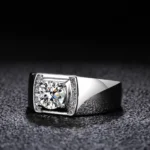 Moissanite Ring Men in 925 Silver – Luxury Band - Image 3
