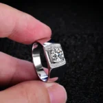 Moissanite Ring Men in 925 Silver – Luxury Band - Image 2