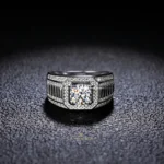 Moissanite Ring Men in 925 Silver – Luxury Band - Image 3