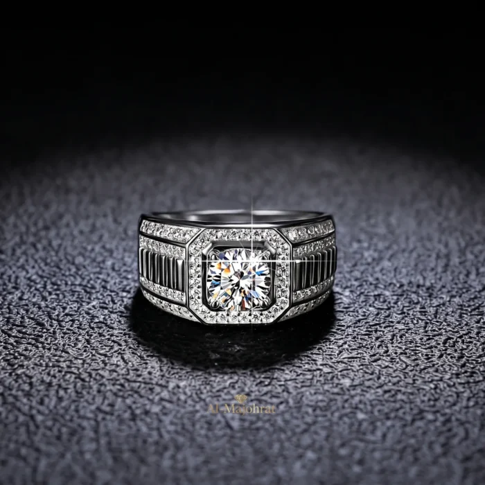 Moissanite Ring Men in 925 Silver – Luxury Band - Image 3