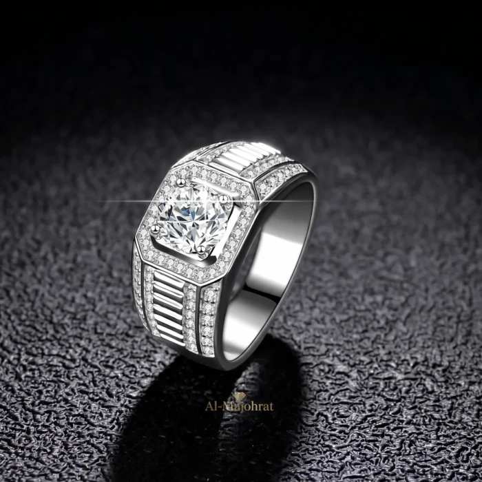 Moissanite Ring Men in 925 Silver – Luxury Band - Image 2