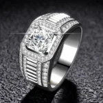 Moissanite Ring Men in 925 Silver – Luxury Band