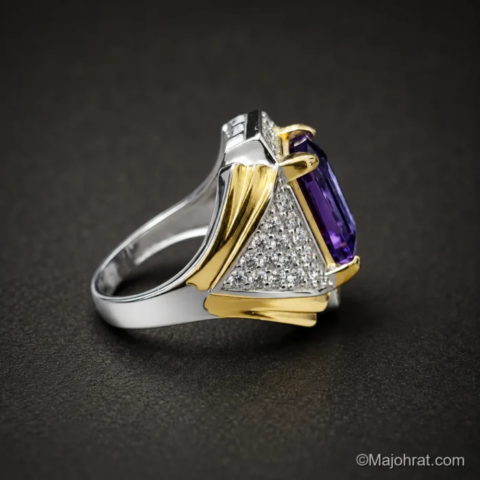 Amethyst Natural Gemstone Pure Silver Ring - Image 3
