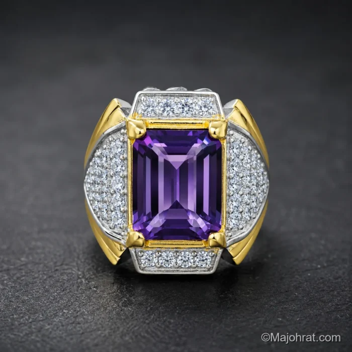 Amethyst Natural Gemstone Pure Silver Ring - Image 2