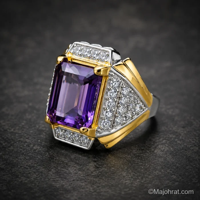 Amethyst Natural Gemstone Pure Silver Ring - Image 4